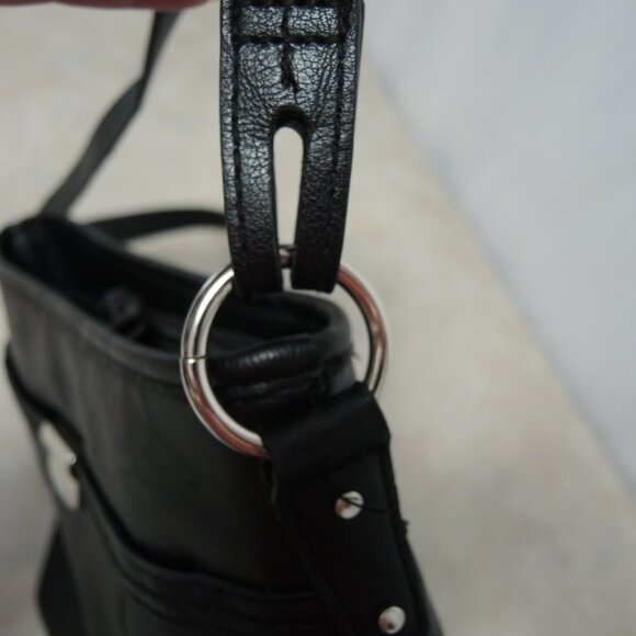 Rosetti Shoulder Bag Black Purse with Silver Tone Hardware Multiple Pockets - Picture 4 of 16